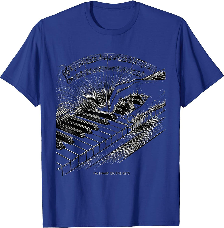 I'm Sharp On The Keys Funny Pianist Keyboard Player Humor T-Shirt - Royal Blue