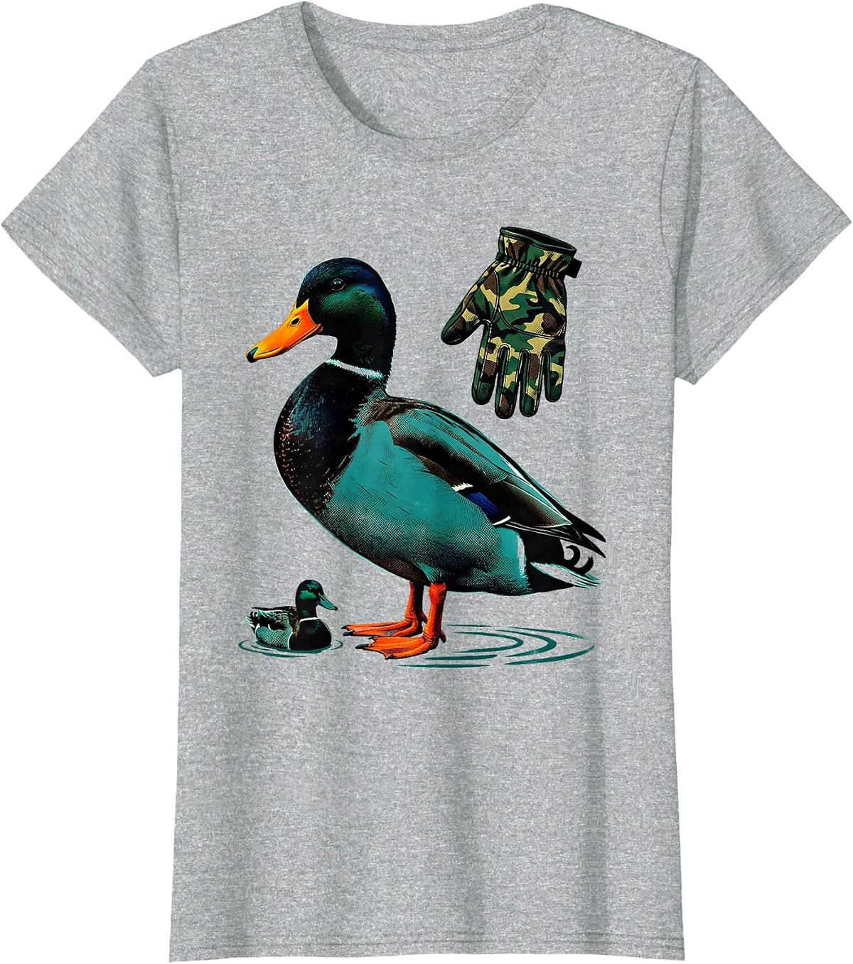 Women's Camo Mallard Duck Hunting Dad Humor Gift T-Shirt - Heather Grey