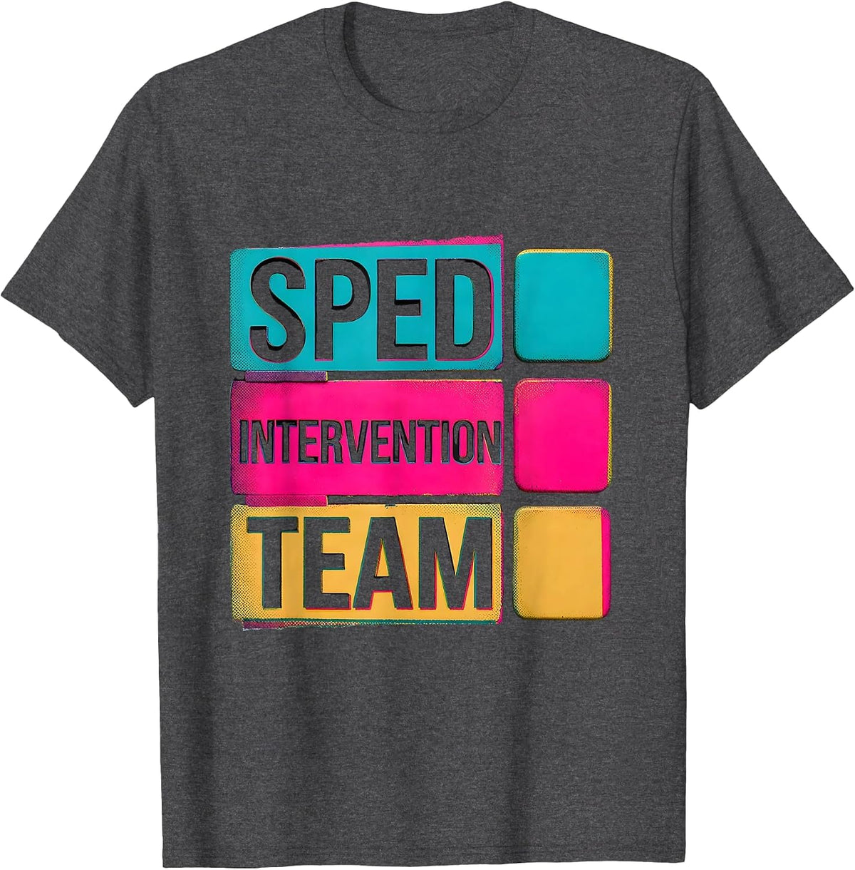 Men's SPED Intervention Team Risograph Special Education Teacher T-Shirt - Dark Heather Grey
