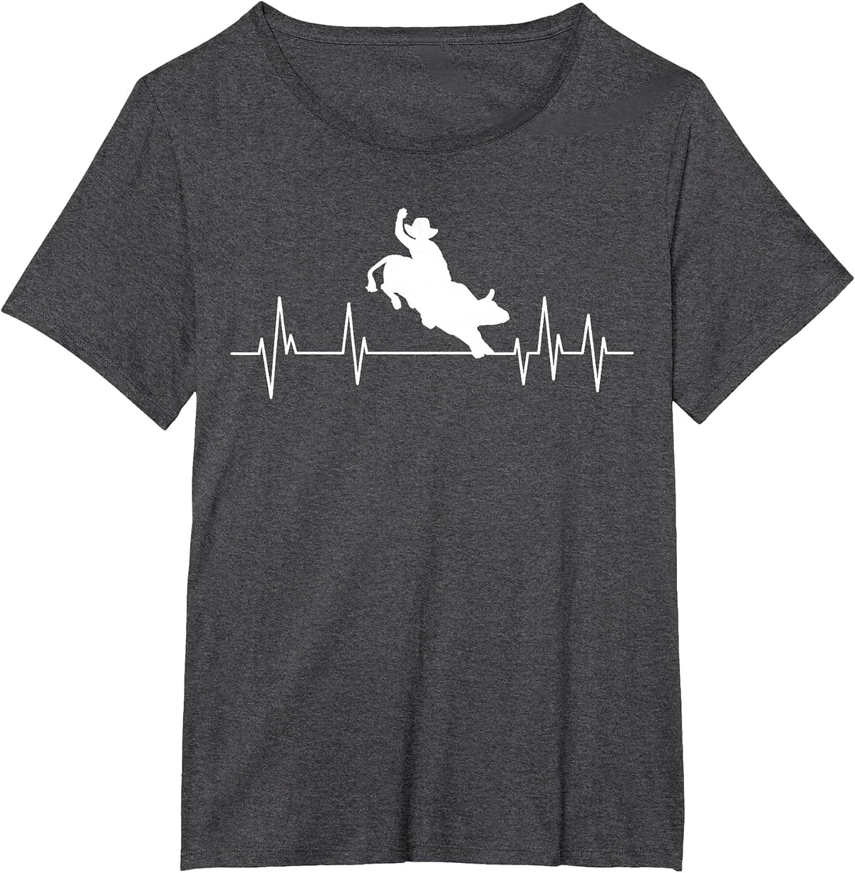 Bull Riding Heartbeat Cowboy Bull Rider Rodeo Sport T-Shirt - Dark Heather Grey