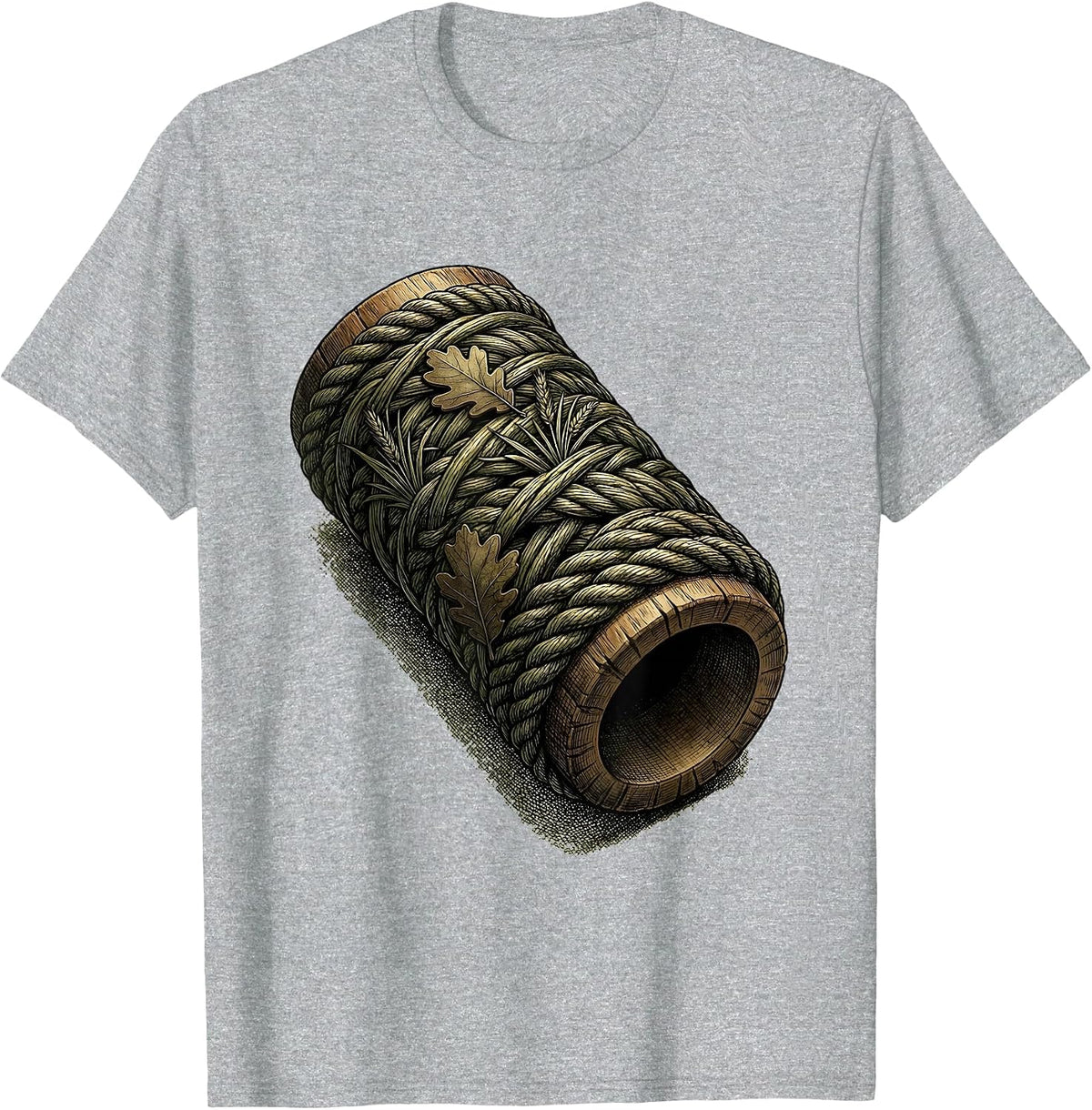 Men's Duck Call Wrapped in Camo Cord Hunting Graphic T-Shirt - Heather Grey