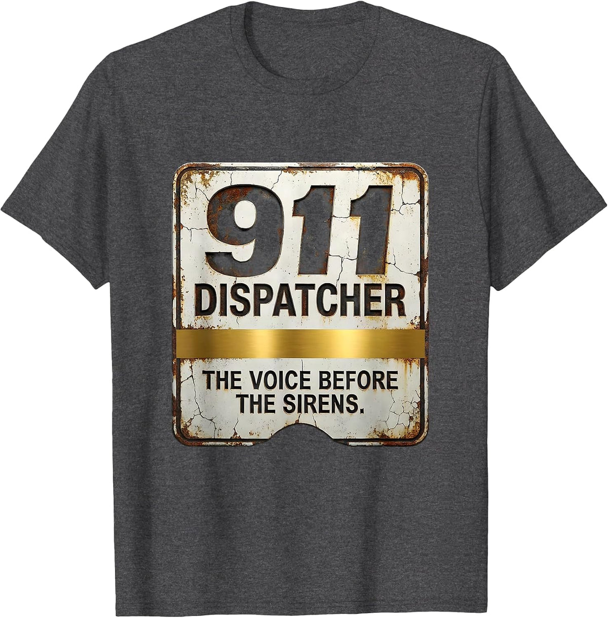 Men's 911 Dispatcher The Voice Before The Sirens Distressed T-Shirt - Dark Heather Grey