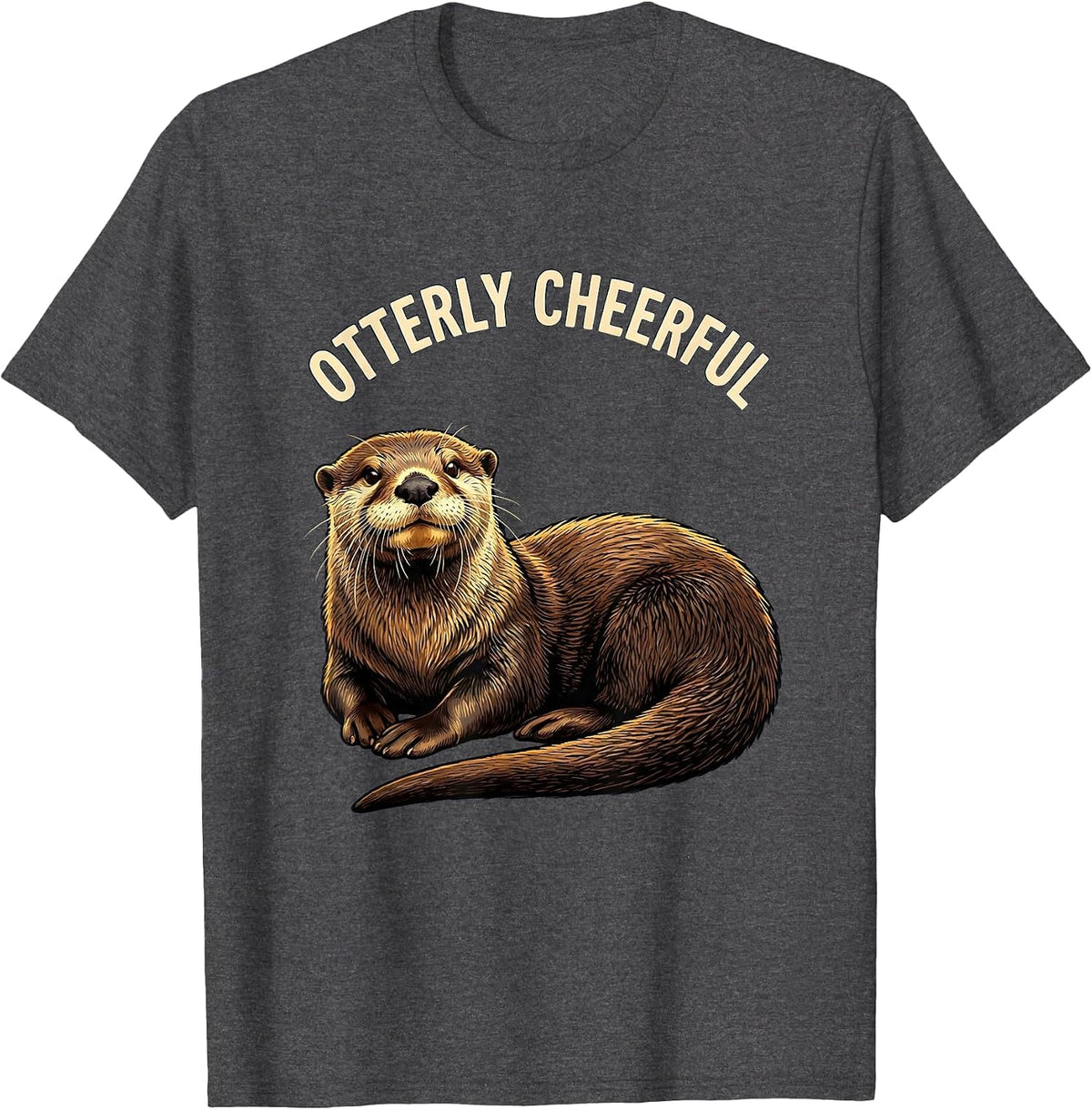 Men's Otterly Cheerful Funny Otter Lover Gift For Kids Teens T-Shirt - Dark Heather Grey