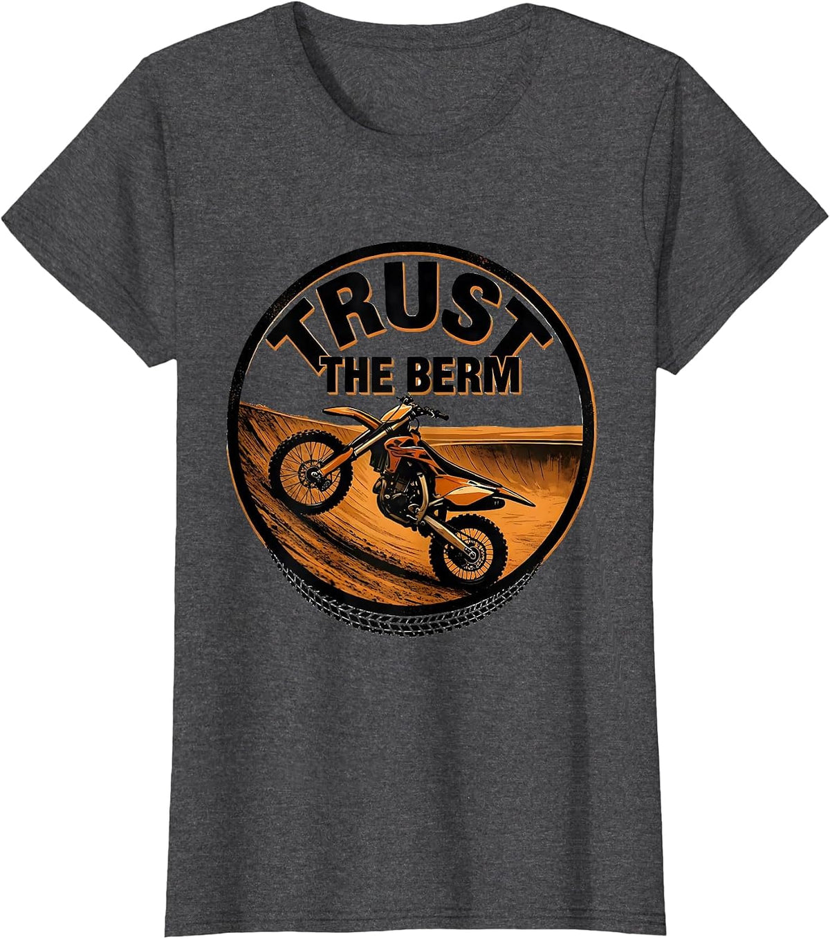Women's Trust The Berm Screenprint Poster Dirt Bike Biker T-Shirt - Dark Heather Grey