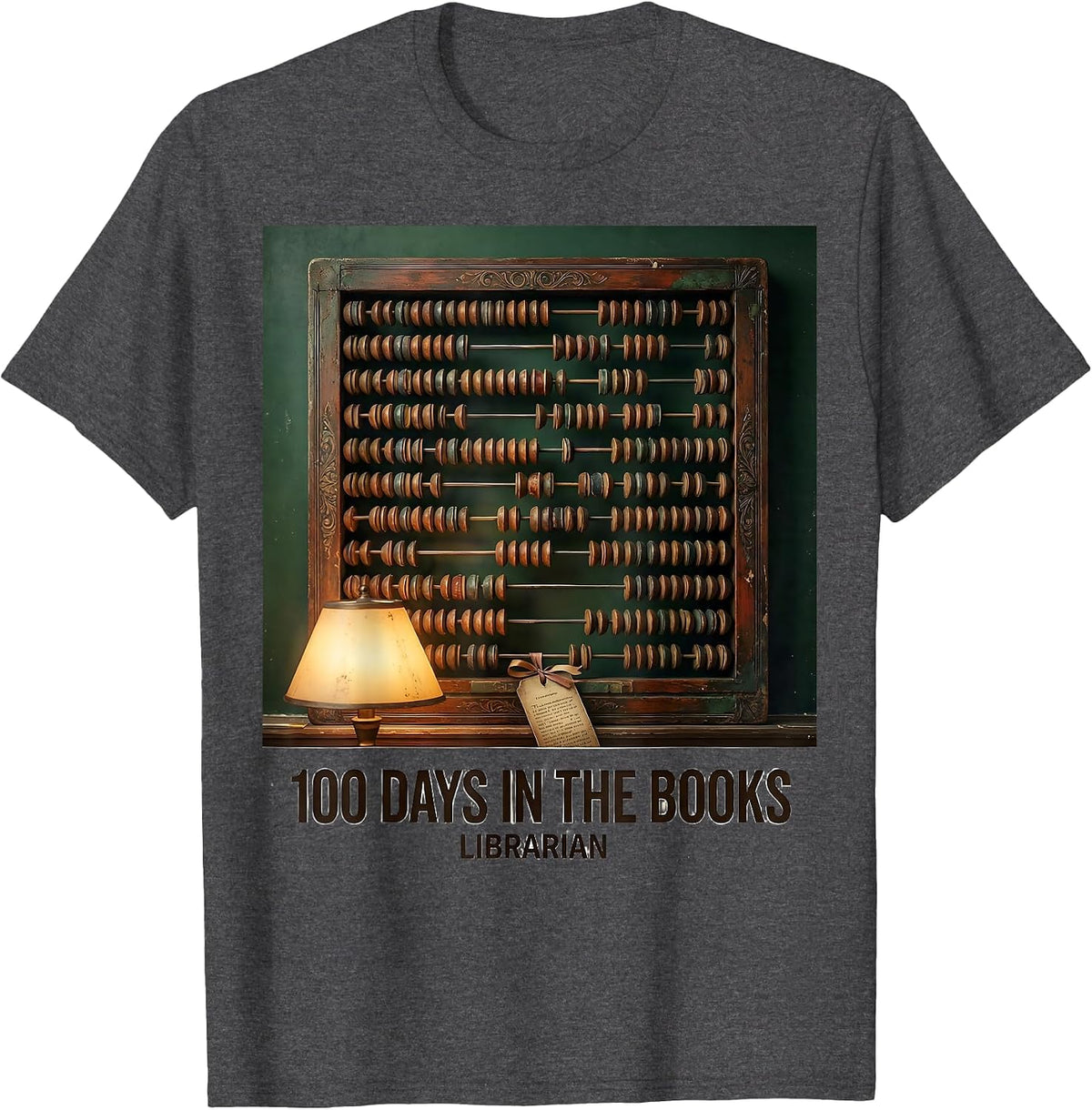 100 Days In The Books Librarian Vintage Reading Teacher T-Shirt - Dark Heather Grey