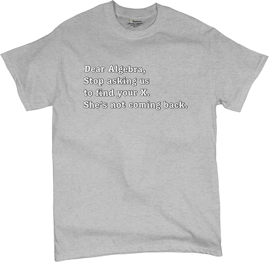 Dear Algebra Stop Asking Us to Find Your X T-Shirt Math Men's Tee - Gray