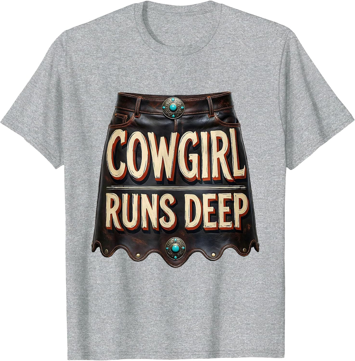 Men's Cowgirl Runs Deep Vintage Western Cowgirl Humor Nostalgic T-Shirt - Heather Grey