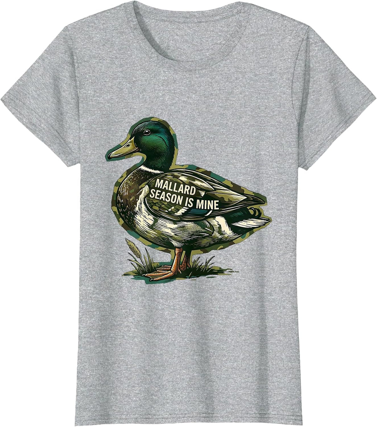 Mallard Season Is Mine Vintage Hunting Camo Duck Gift T-Shirt - Heather Grey