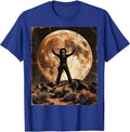 Cowgirl Hilltop Howling at the Moon Illustration T-Shirt - Royal Blue