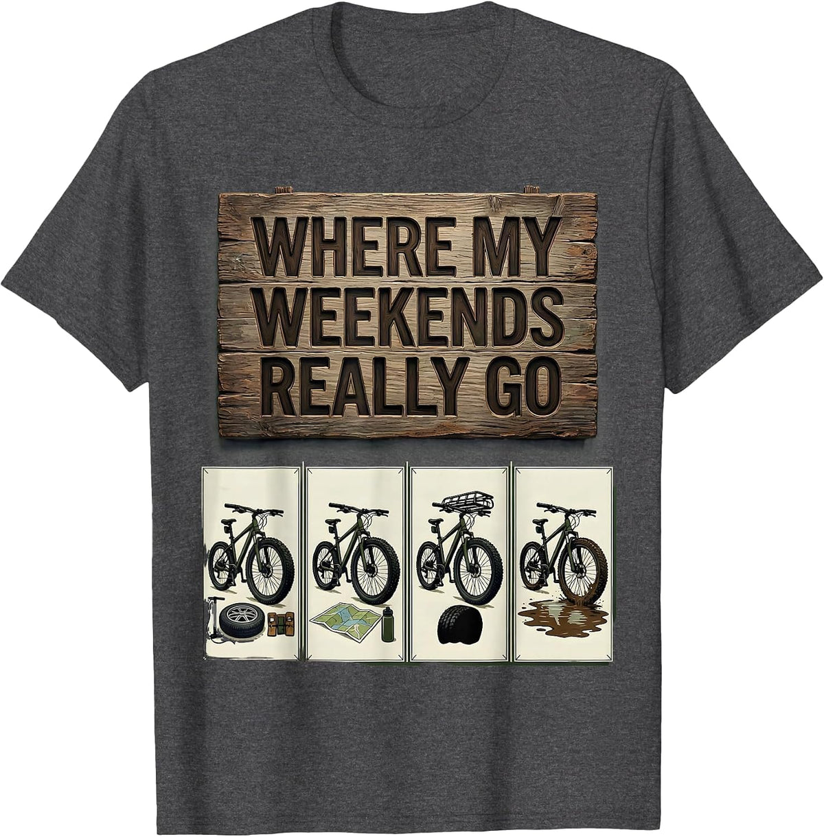 Where My Weekends Really Go Funny Biker Dirt Bike Motocross T-Shirt - Dark Heather Grey