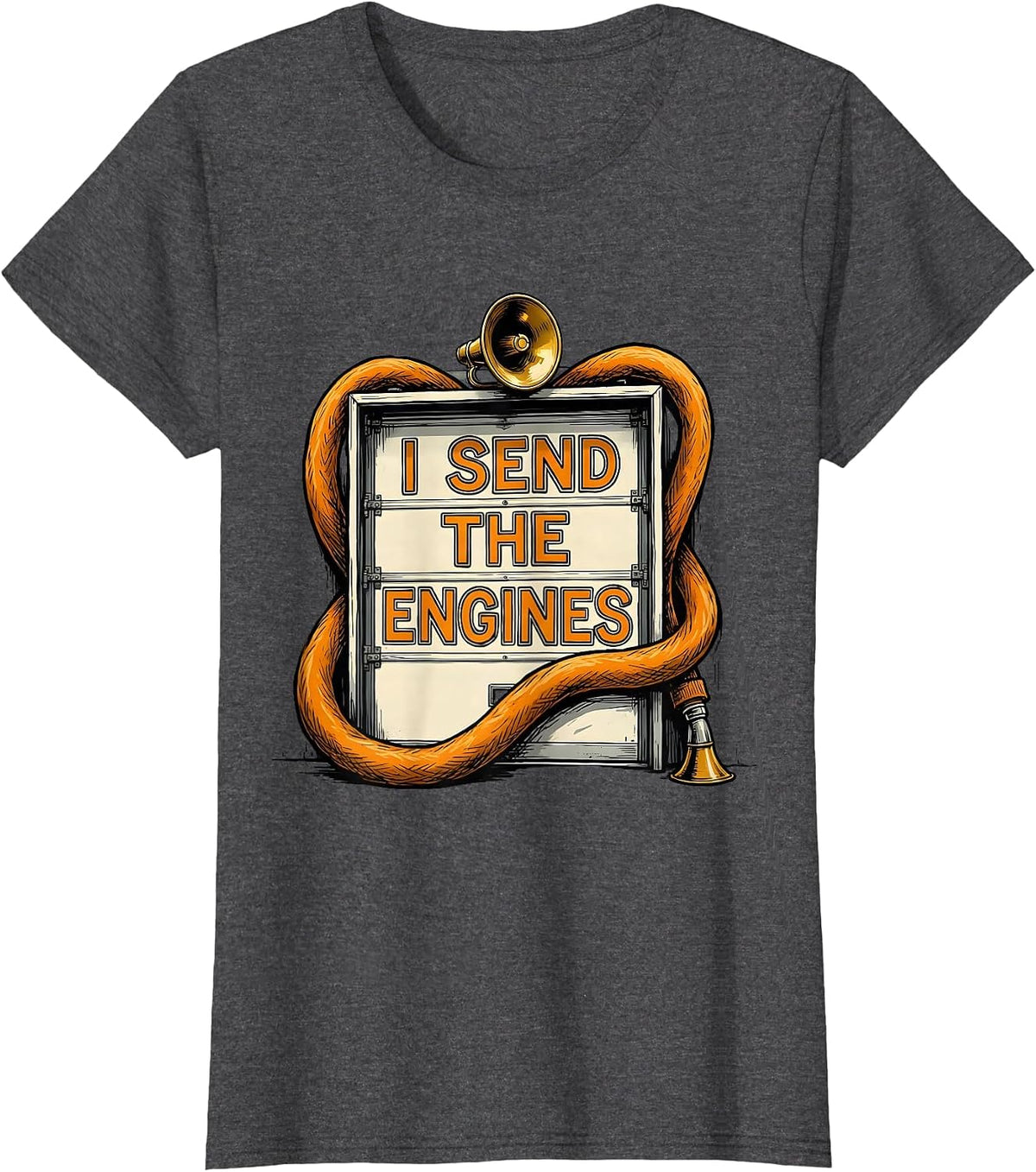 Women's I Send The Engines Funny 911 Dispatcher Emergency Dispatch T-Shirt - Dark Heather Grey