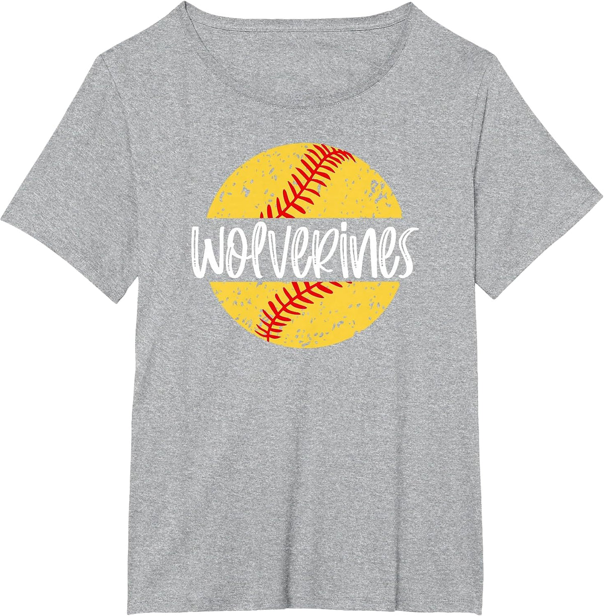 Wolverines Softball Team Mascot School Spirit Game Day T-Shirt - Heather Grey