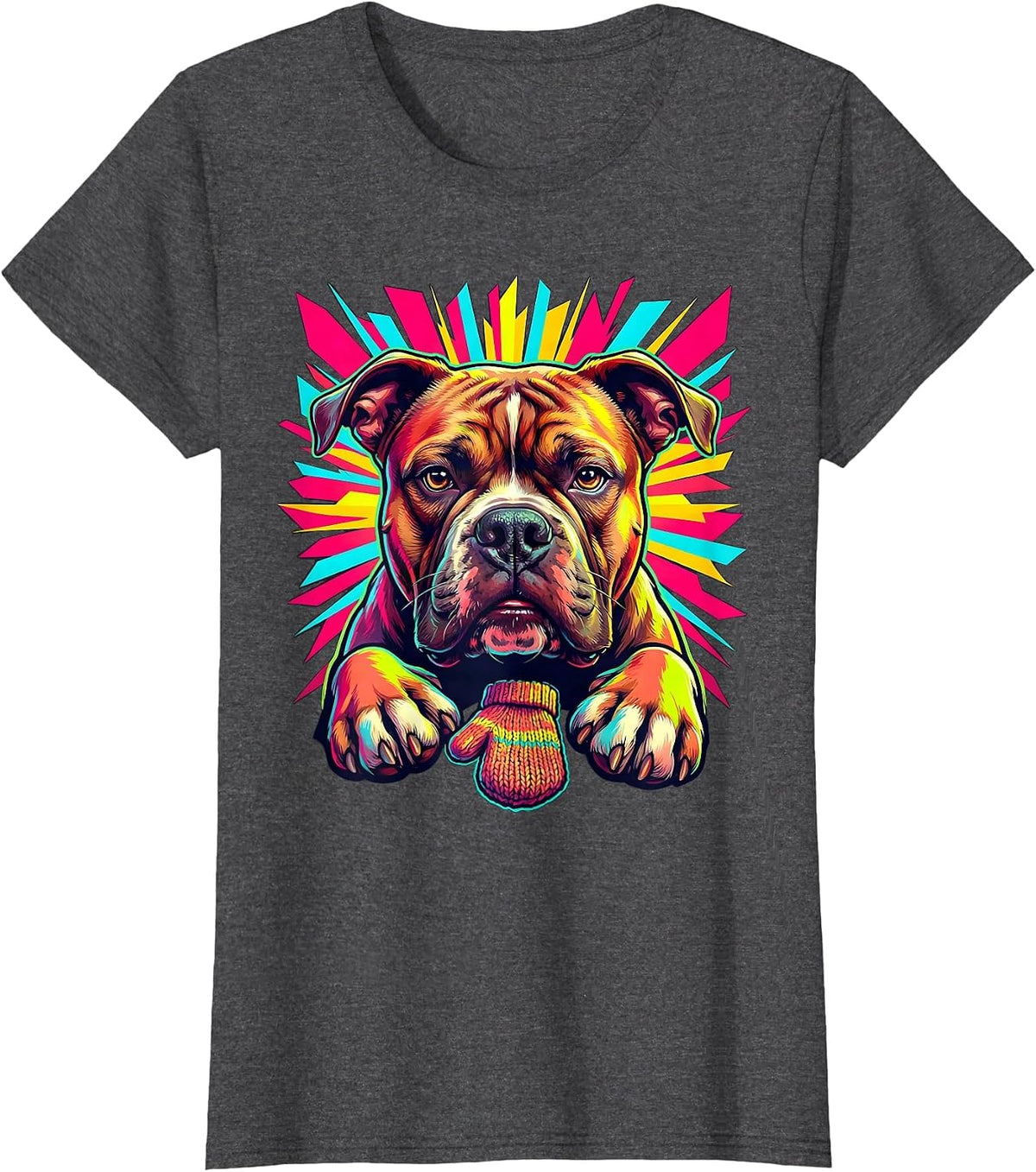 Women's Pittie Mom Colorful Pitbull Dog Lover Pride T-Shirt - Dark Heather Grey