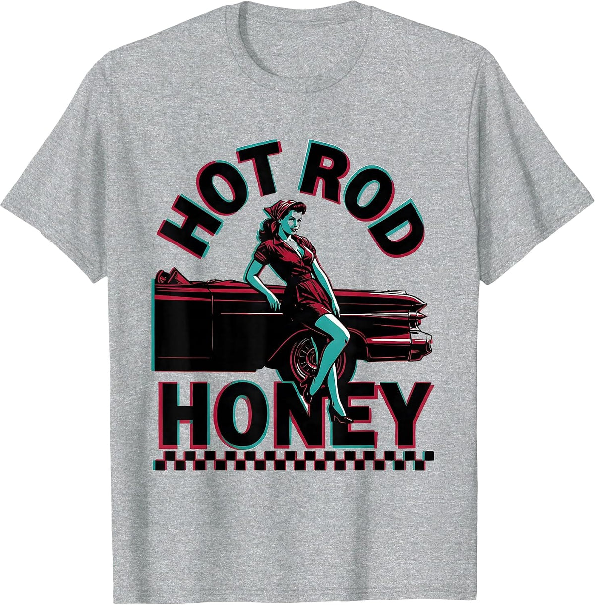 Men's Hot Rod Honey Retro 1950s Sock Hop Rockabilly Party Costume T-Shirt - Heather Grey