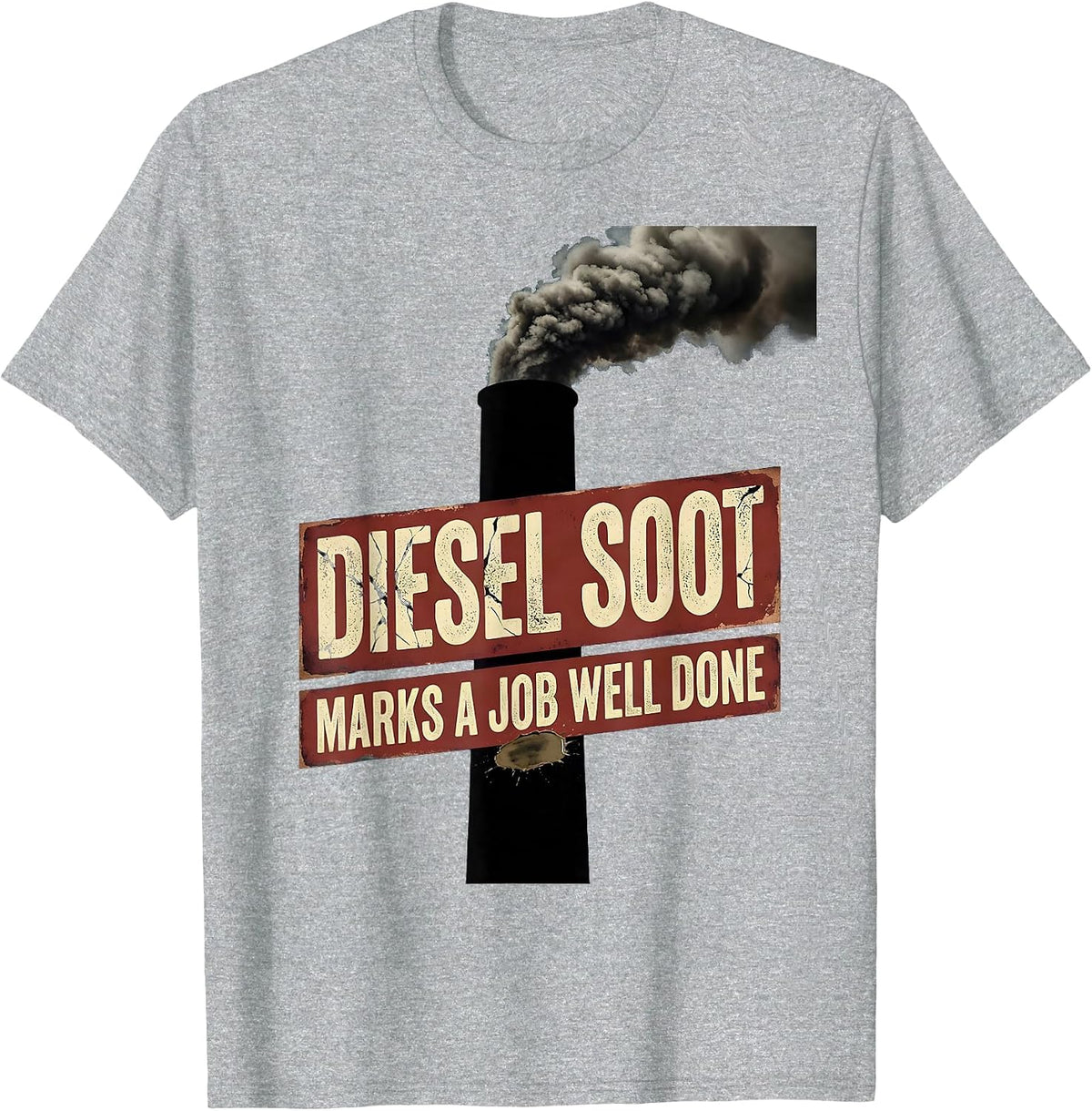 Men's Diesel Soot Marks A Job Well Done Vintage Diesel Mechanic T-Shirt - Heather Grey