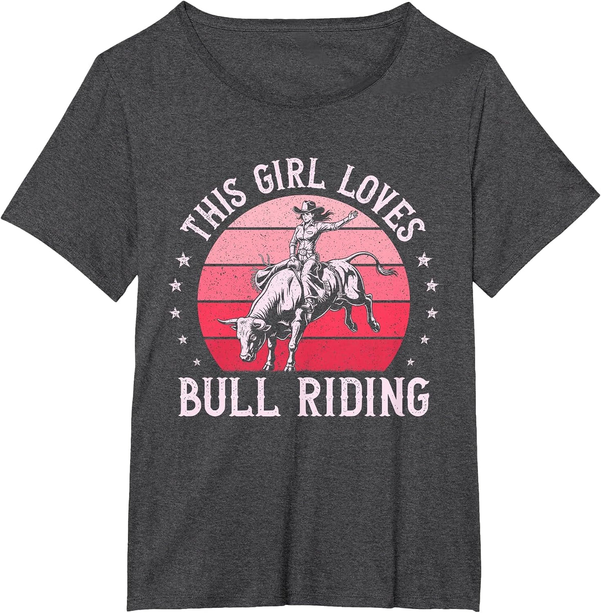 This Girl Loves Bull Riding Rodeo Cowgirl Bull Rider Vintage T-Shirt - Dark Heather Grey