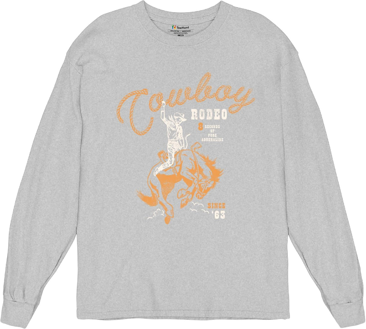 Vintage Cowboy Rodeo Men's Graphic T-Shirts and Tank Tops - 2 Men's Long Sleeve Gray