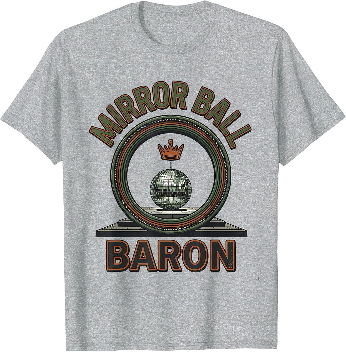 Men's Mirror Ball Baron Vintage Retro 70s Disco Party Costume T-Shirt - Heather Grey