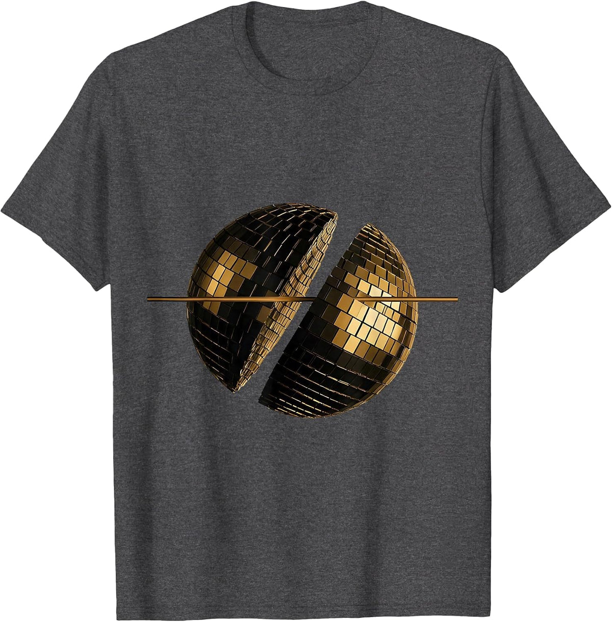 Disco Ball Split Retro 70s Party Costume T-Shirt - Dark Heather Grey