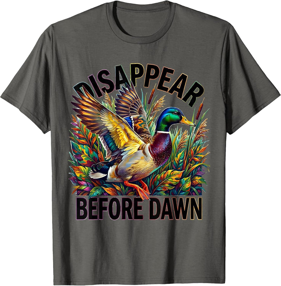 Duck Camo Disappear Before Dawn Hunting Design T-Shirt - Asphalt Grey