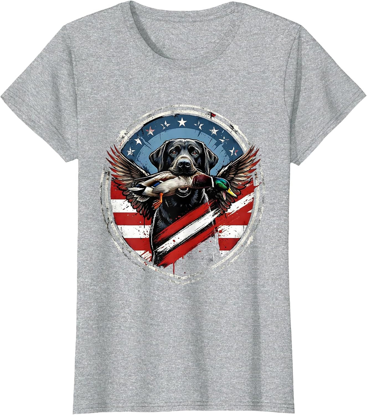 Duck Camo Hunting Retriever with Duck Graphic T-Shirt - Heather Grey