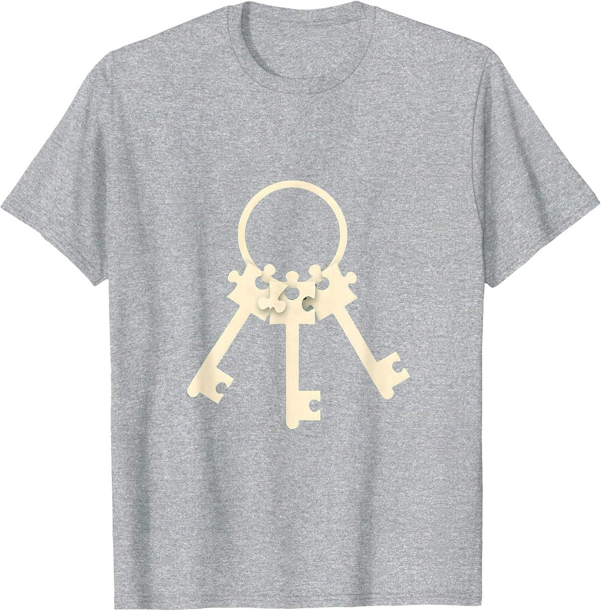 Men's Sped Teacher Puzzle Piece Keys Keyring Graphic T-Shirt - Heather Grey