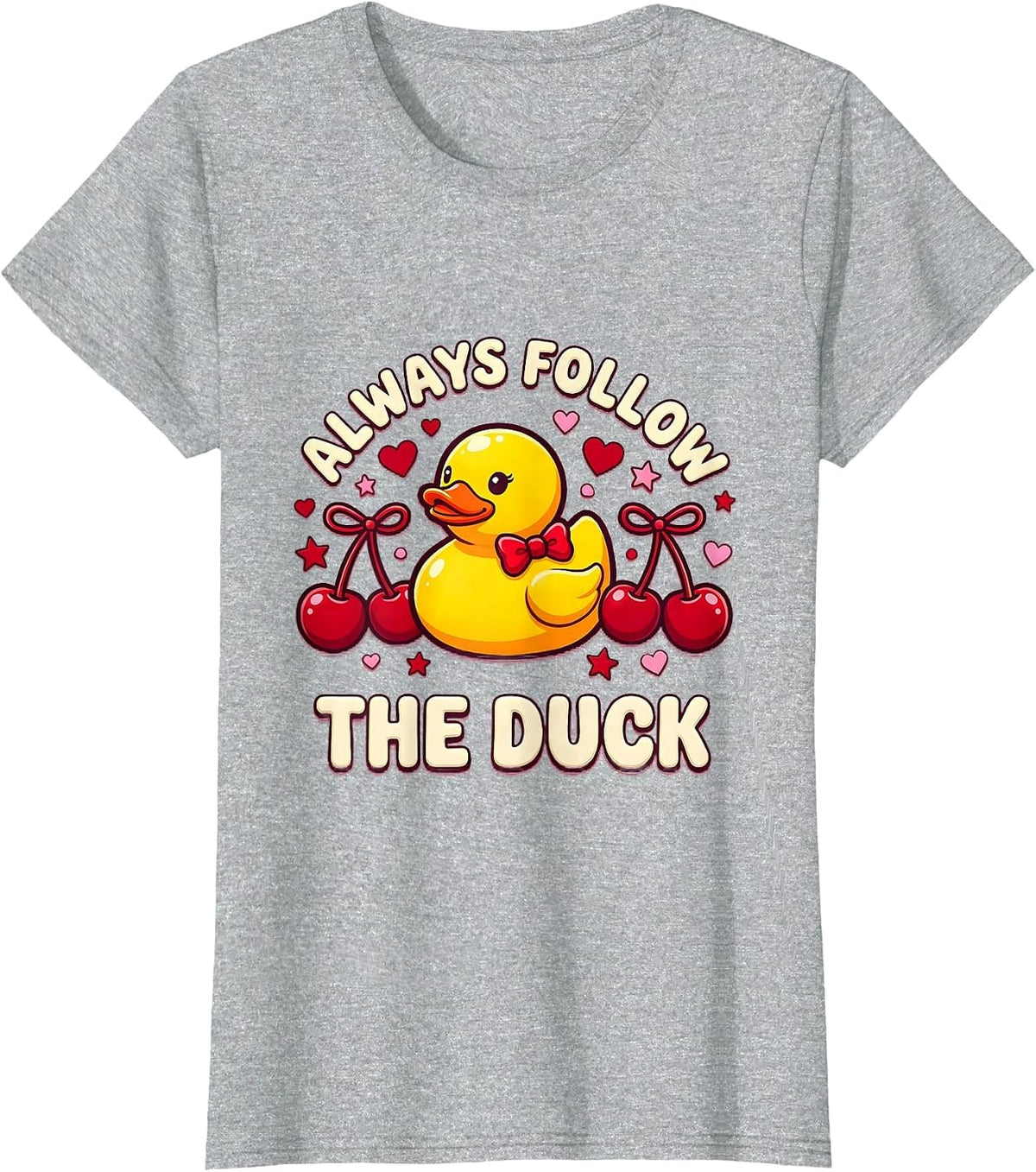 Always Follow The Duck Funny Duck Design T-Shirt - Heather Grey