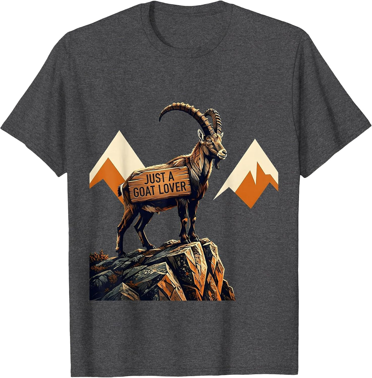 Just a Goat Lover Funny Animal Fan Design T-Shirt - Dark Heather Grey