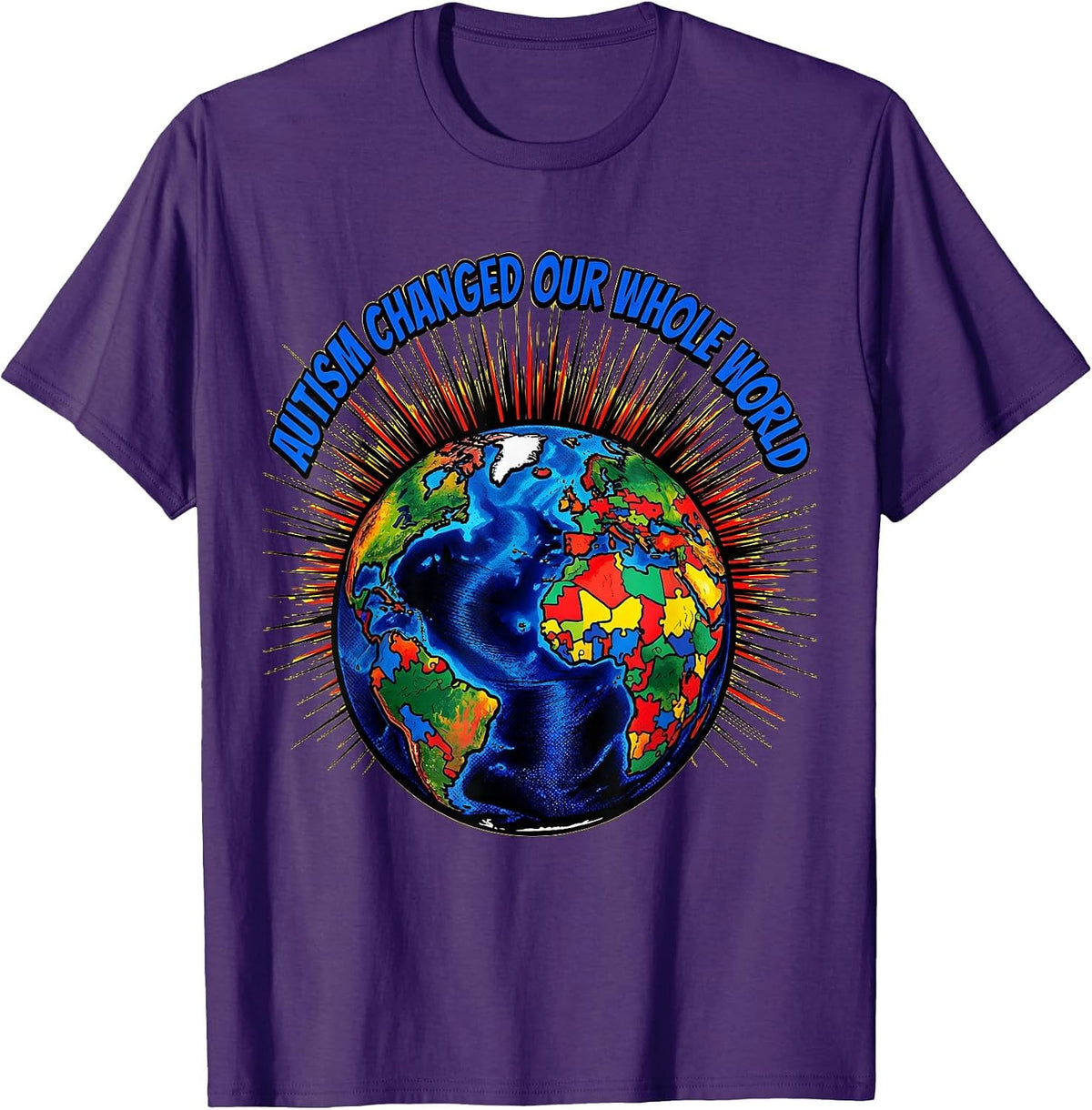 Autism Changed Our Whole World Awareness Design T-Shirt - Purple