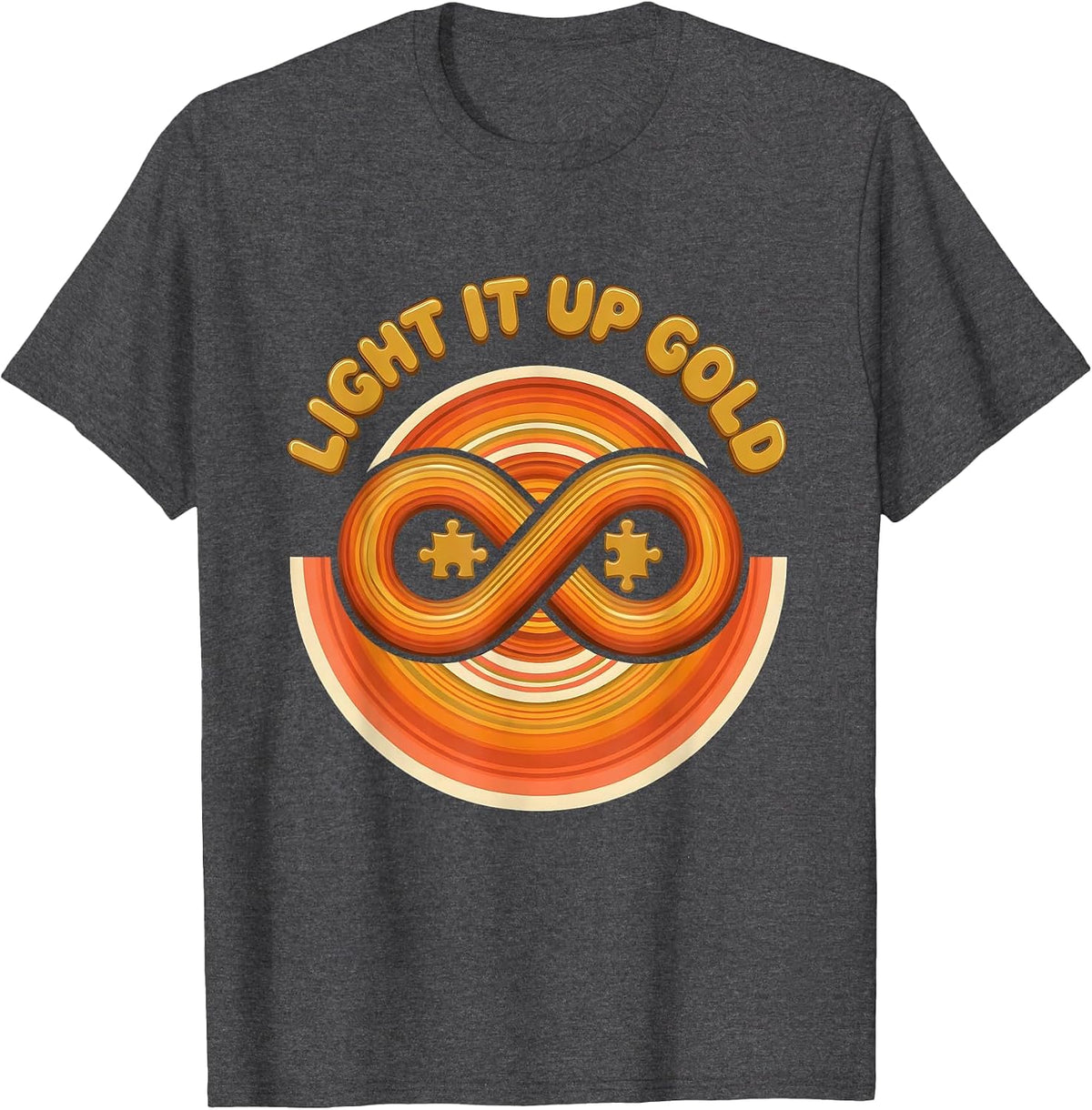 Men's Light It Up Gold Autism Awareness Design T-Shirt - Dark Heather Grey