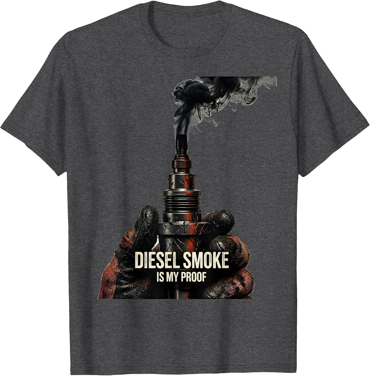 Diesel Smoke Is My Proof Distressed Diesel Mechanic Truck T-Shirt - Dark Heather Grey