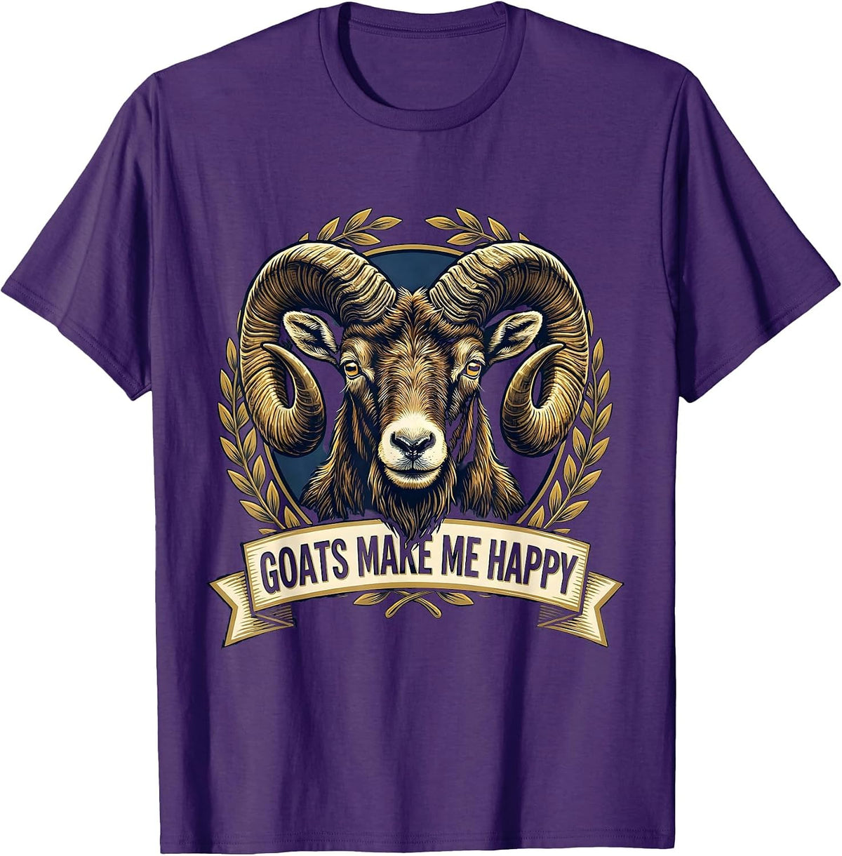 Goats Make Me Happy Animal Lover Design T-Shirt - Purple