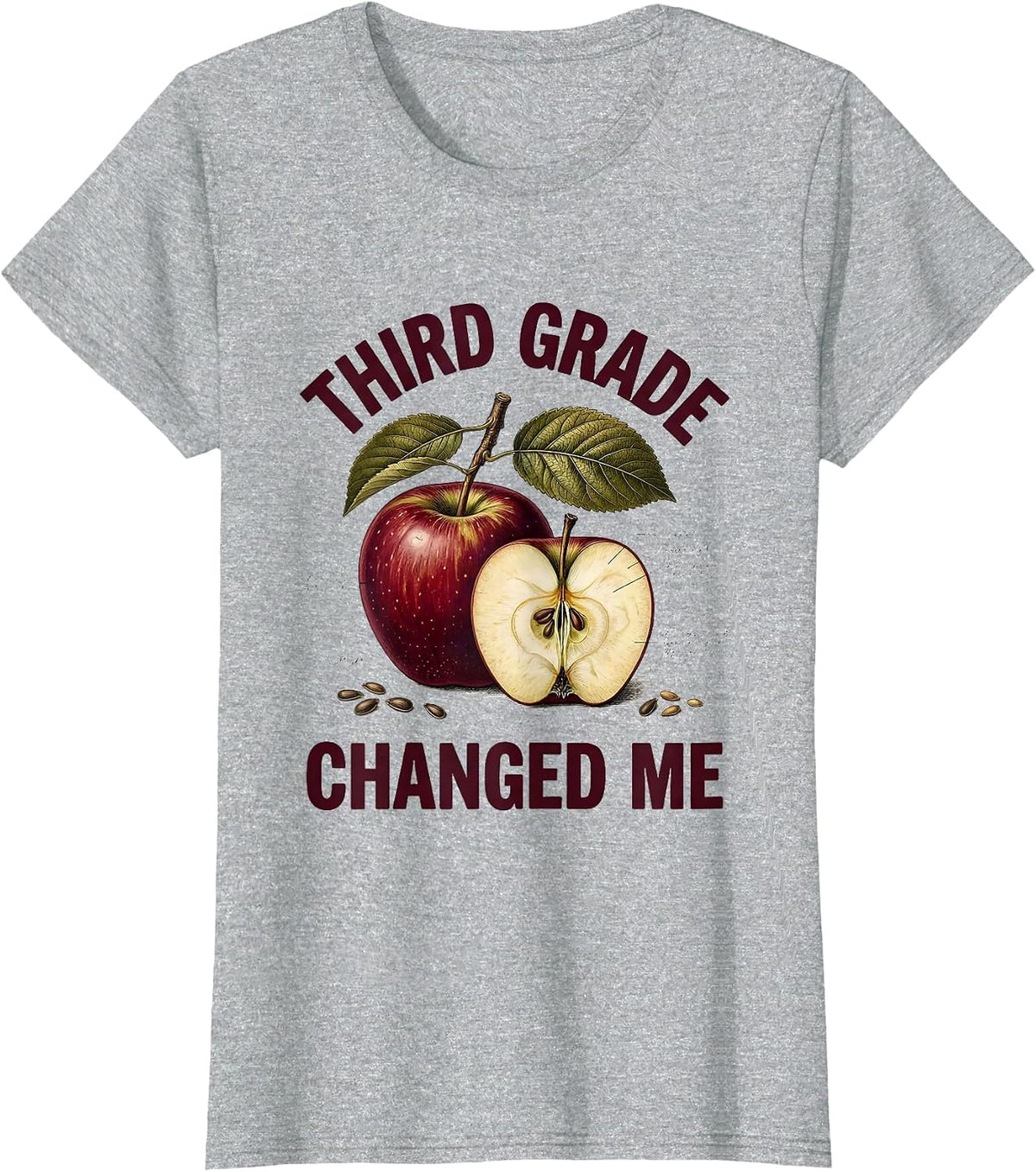 Women's Third Grade Changed Me Teacher Graphic Design T-Shirt - Heather Grey