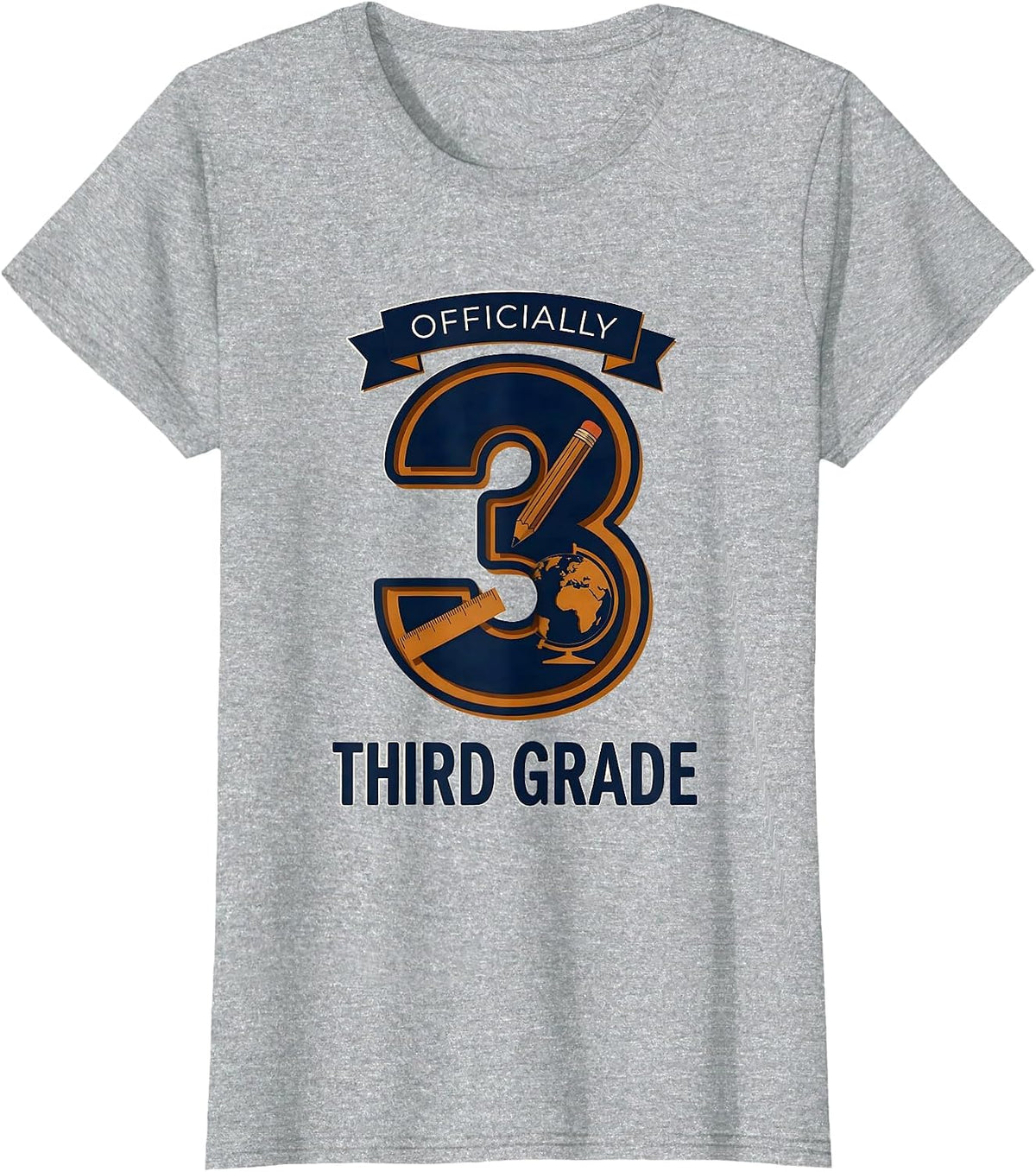 Women's Officially Third Grade Playful School Pride Teacher Team T-Shirt - Heather Grey