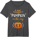 Little Pumpkin On The Way Pregnancy Announcement Halloween T-Shirt - Dark Heather Grey