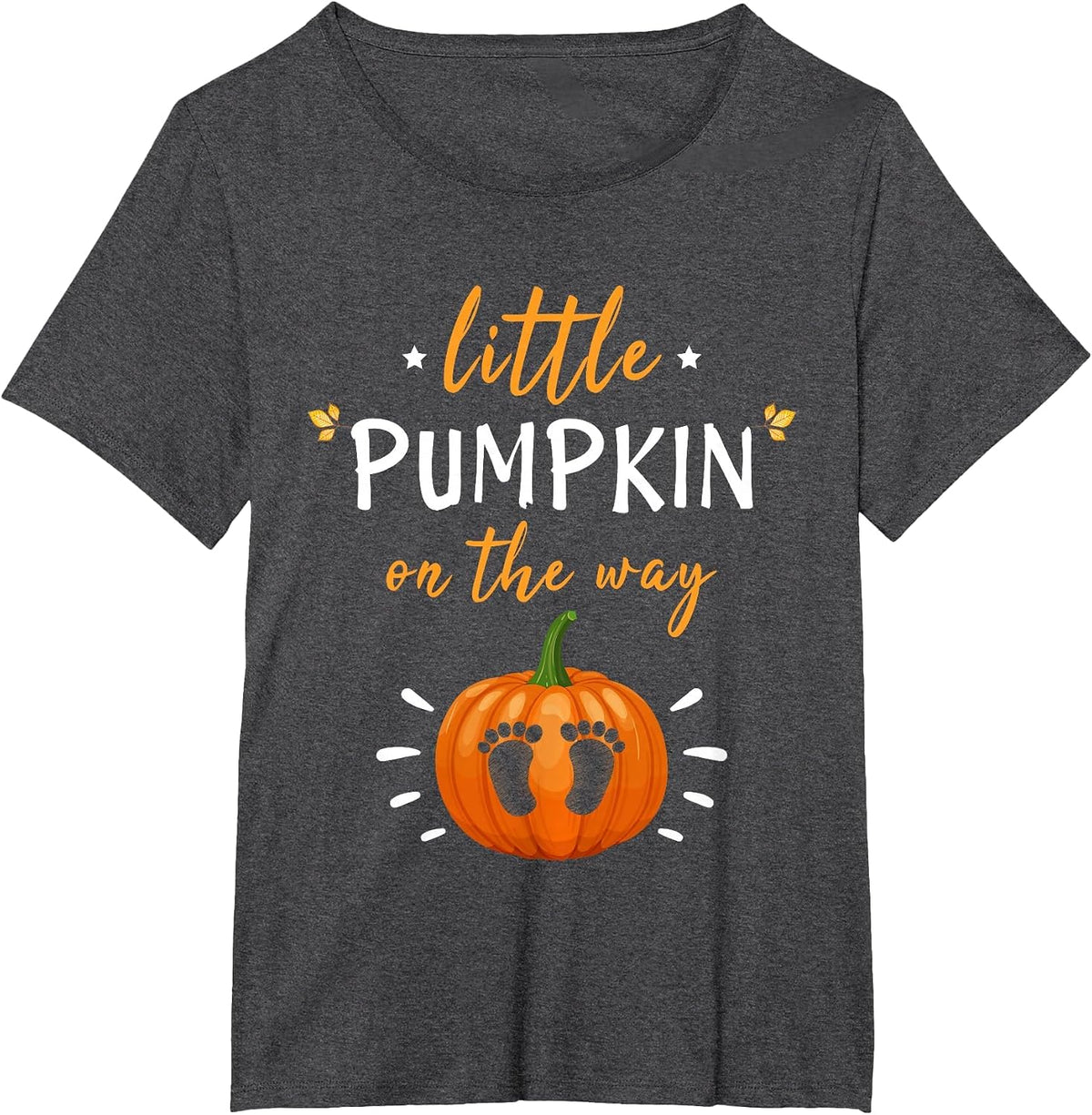 Little Pumpkin On The Way Pregnancy Announcement Halloween T-Shirt - Dark Heather Grey