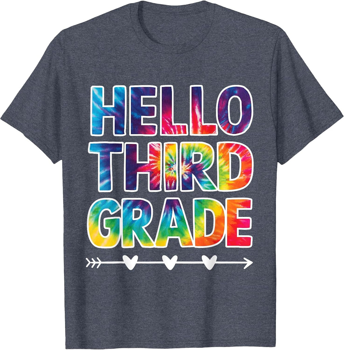 Tie Dye Hello Third Grade First Day of School Teacher Girls T-Shirt - Heather Blue