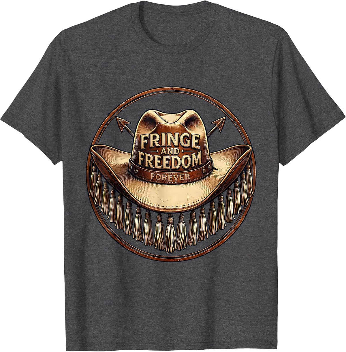 Men's Fringe and Freedom Forever Girls Western Design T-Shirt - Dark Heather Grey