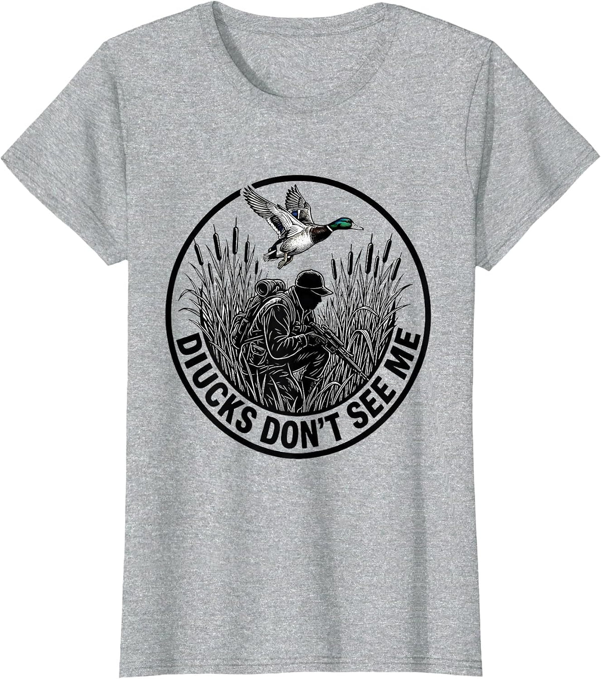 Duck Camo Ducks Don't See Me Hunting Design T-Shirt - Heather Grey