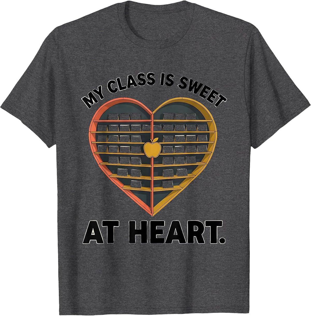 My Class Is Sweet At Heart Midcentury Modern Teacher T-Shirt - Dark Heather Grey