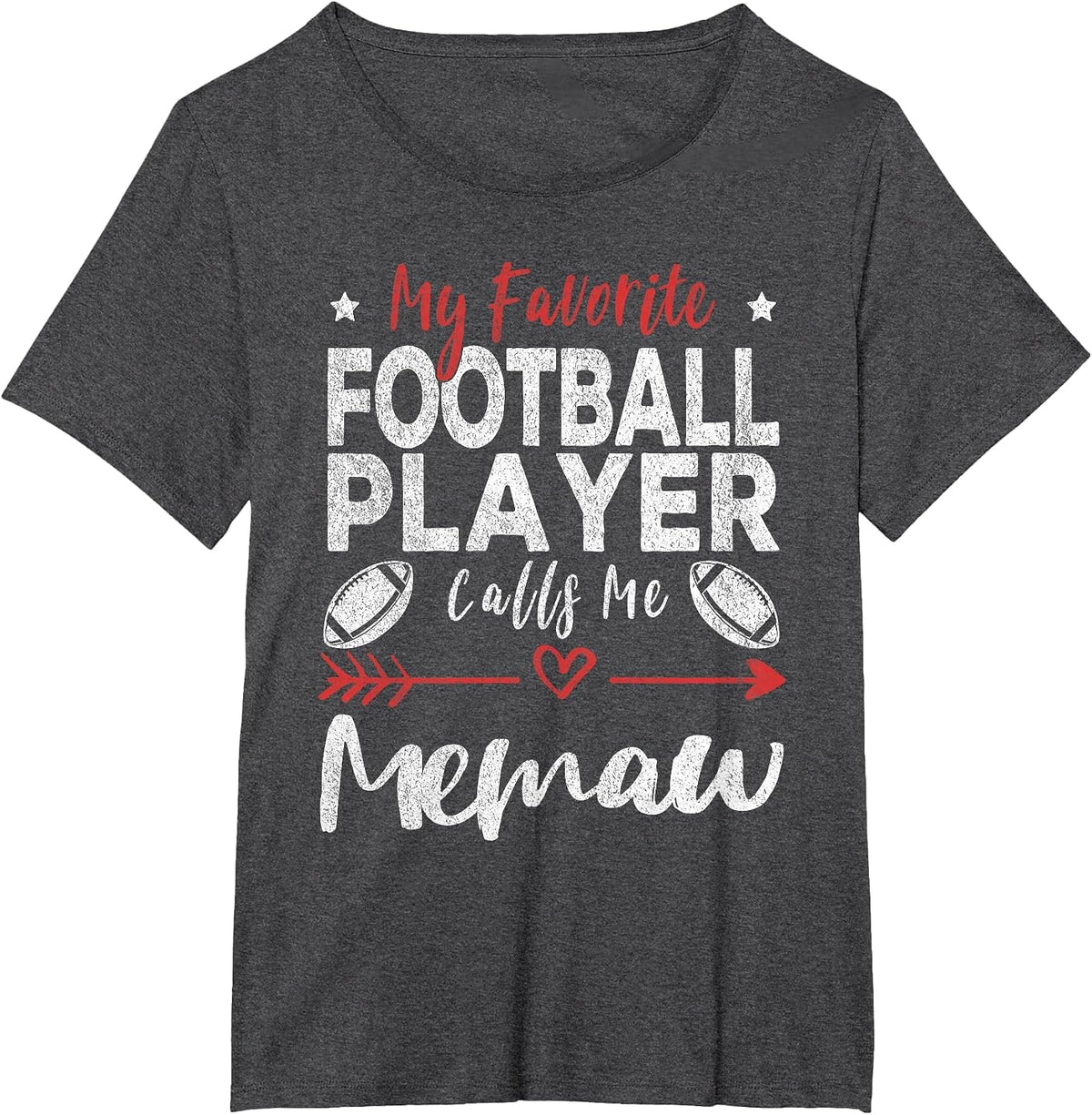 My Favorite Football Player Calls Me Memaw Football Grandma T-Shirt - Dark Heather Grey