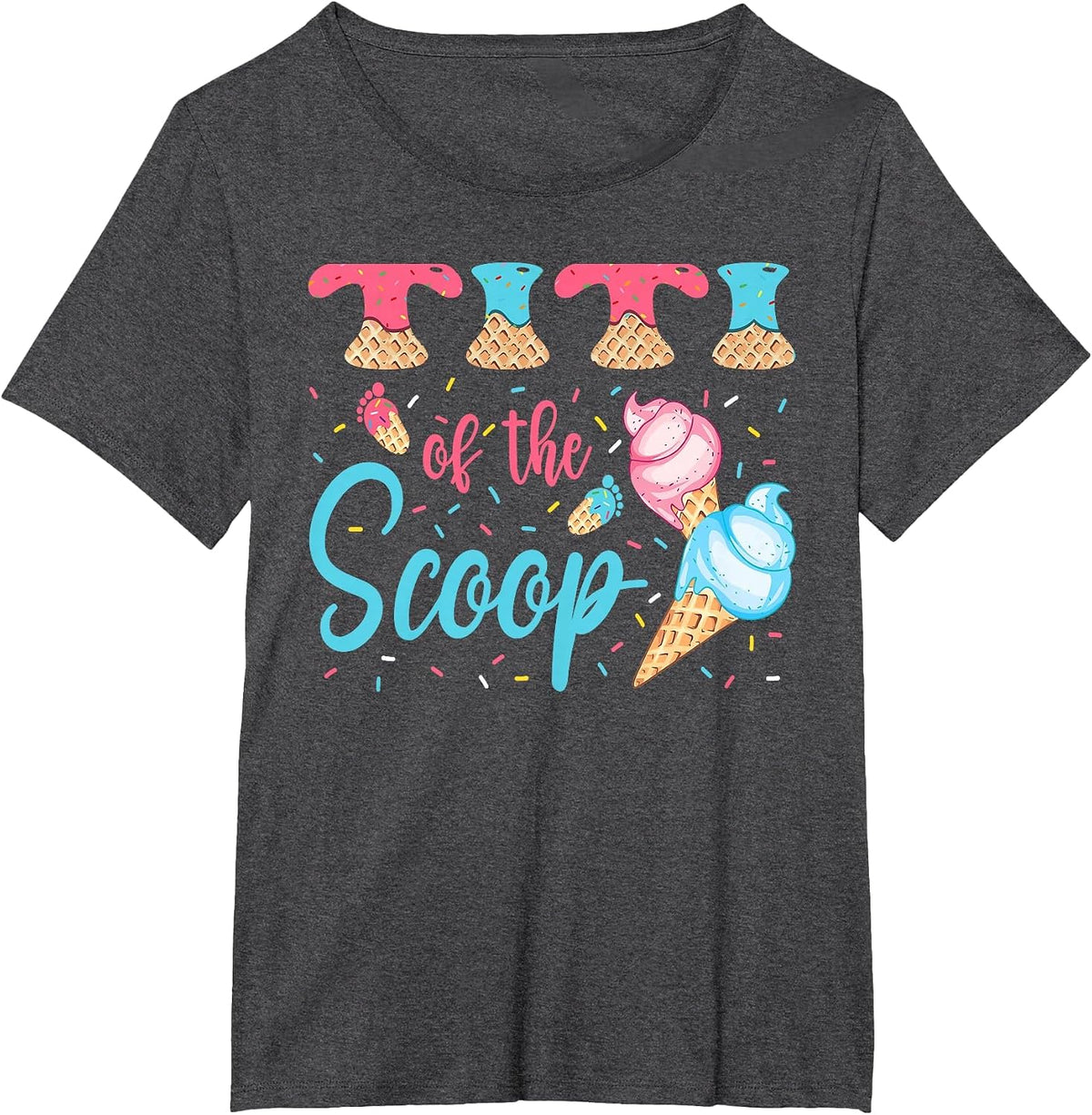 Titi of The Scoop Ice Cream Gender Reveal Baby Shower T-Shirt - Dark Heather Grey