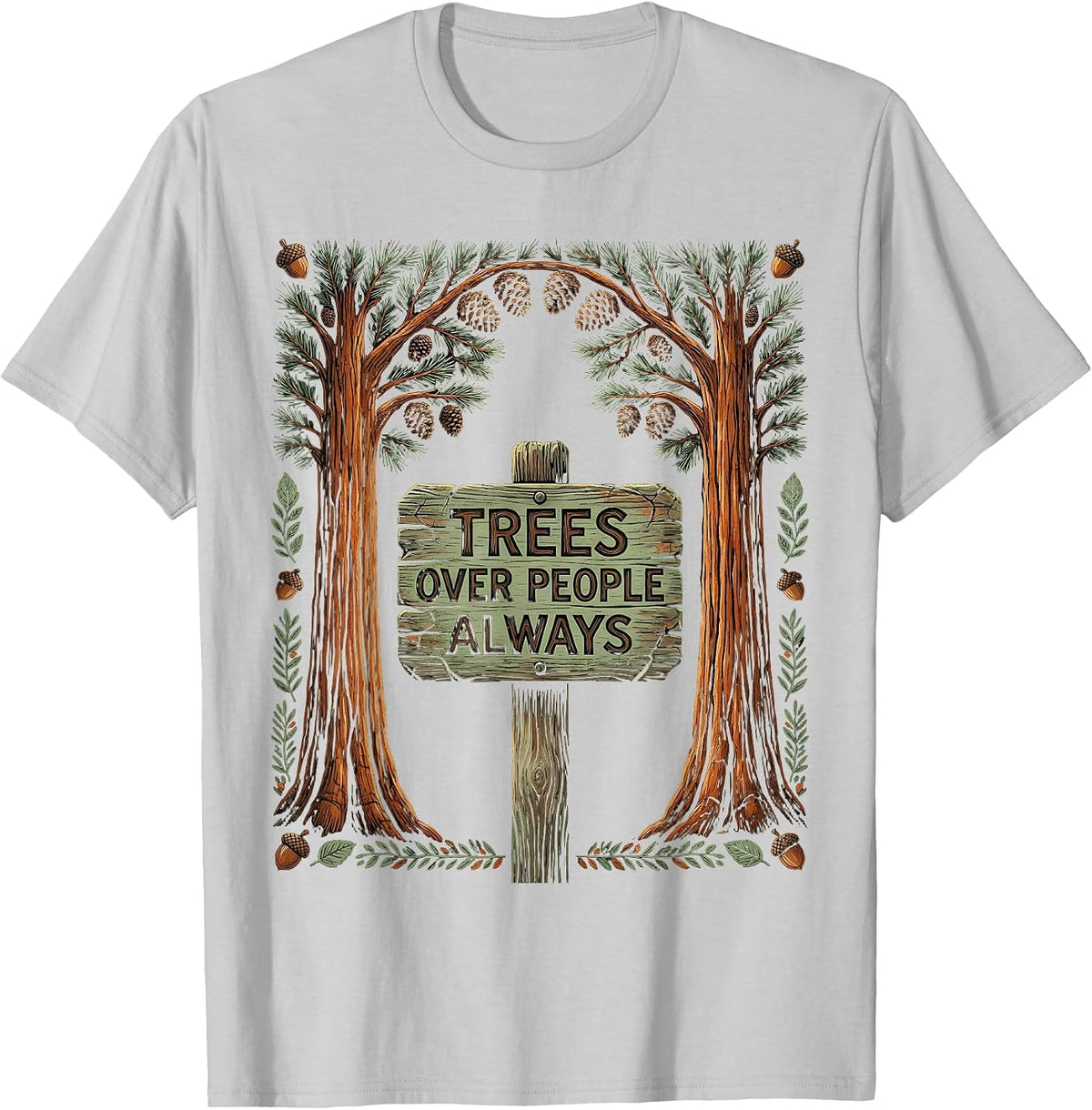 Men's Yosemite Trees Over People Always Nature Design T-Shirt - Silver Grey