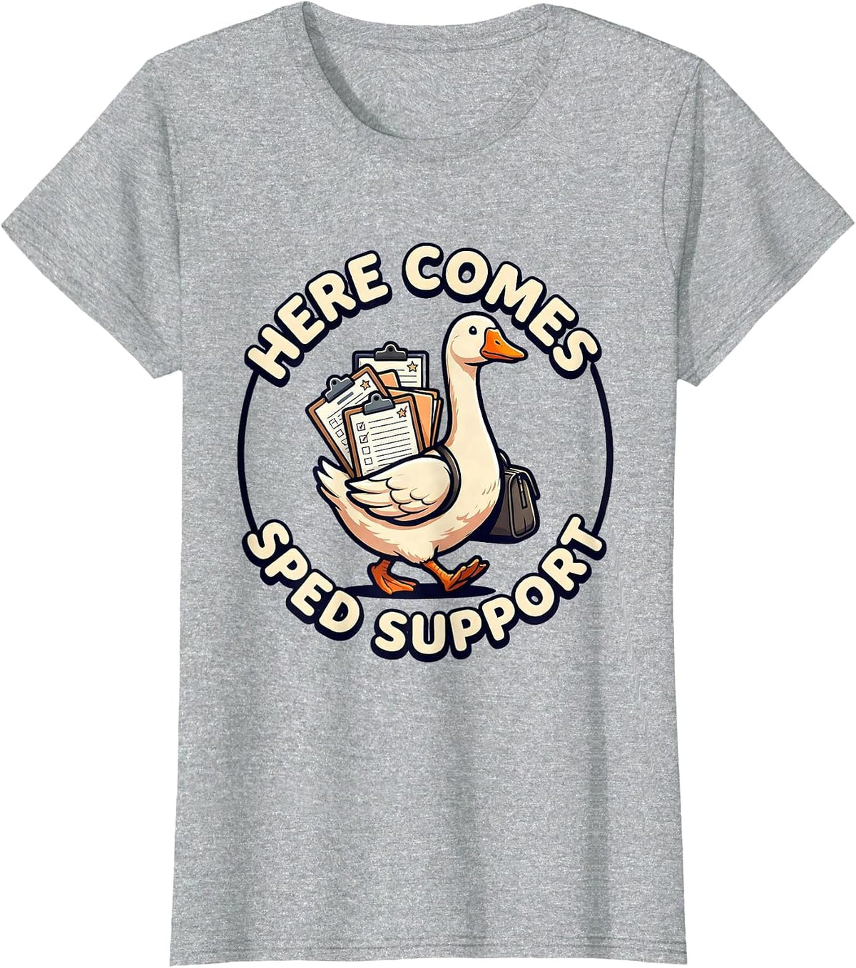 Women's Here Comes SPED Support Cute Kawaii Funny SPED Teacher T-Shirt - Heather Grey