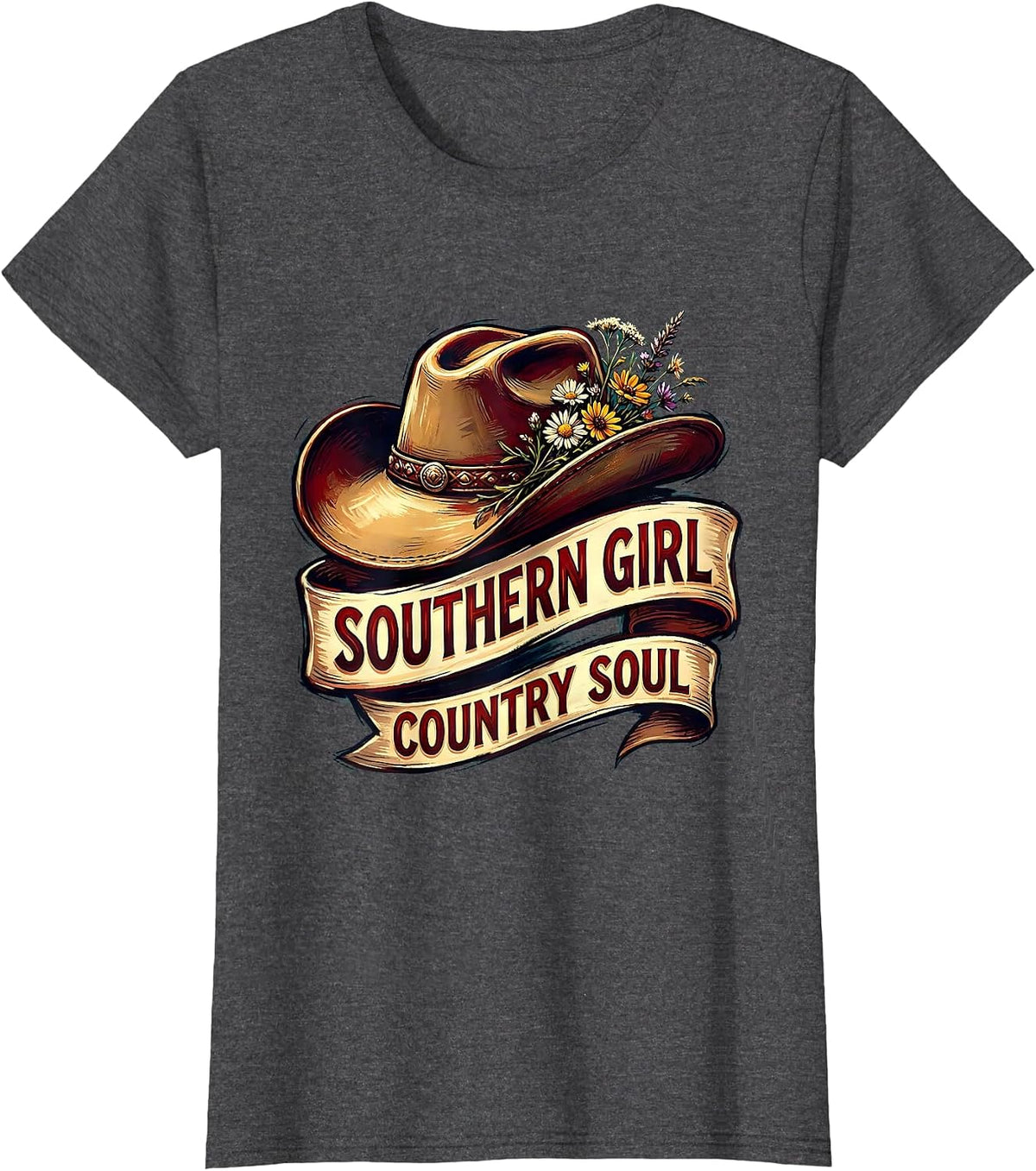Women's Southern Girl Country Soul Nashville Design T-Shirt - Dark Heather Grey