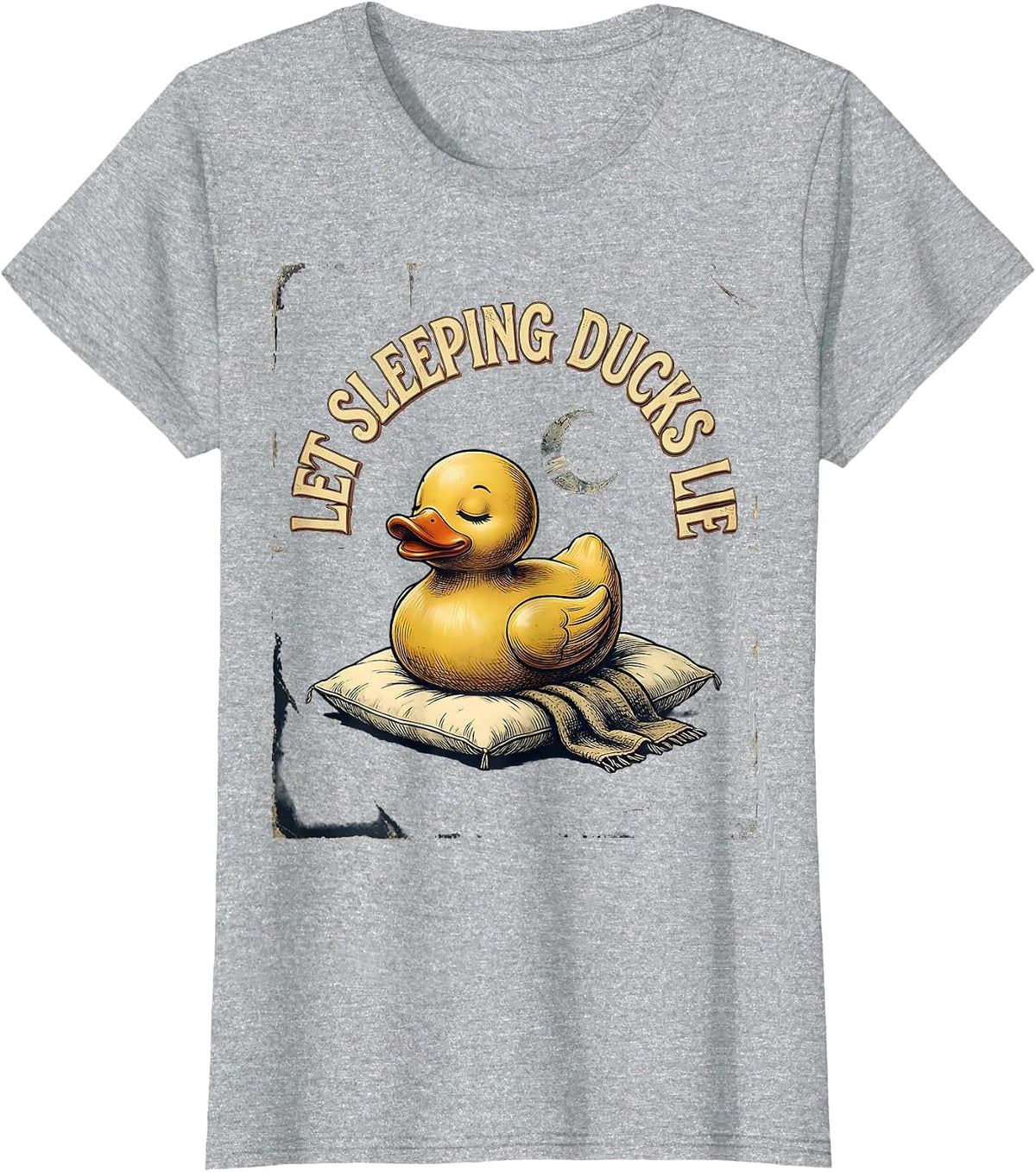Let Sleeping Ducks Lie Vintage Funny Duck Novelty Gift T-Shirt - Heather Grey