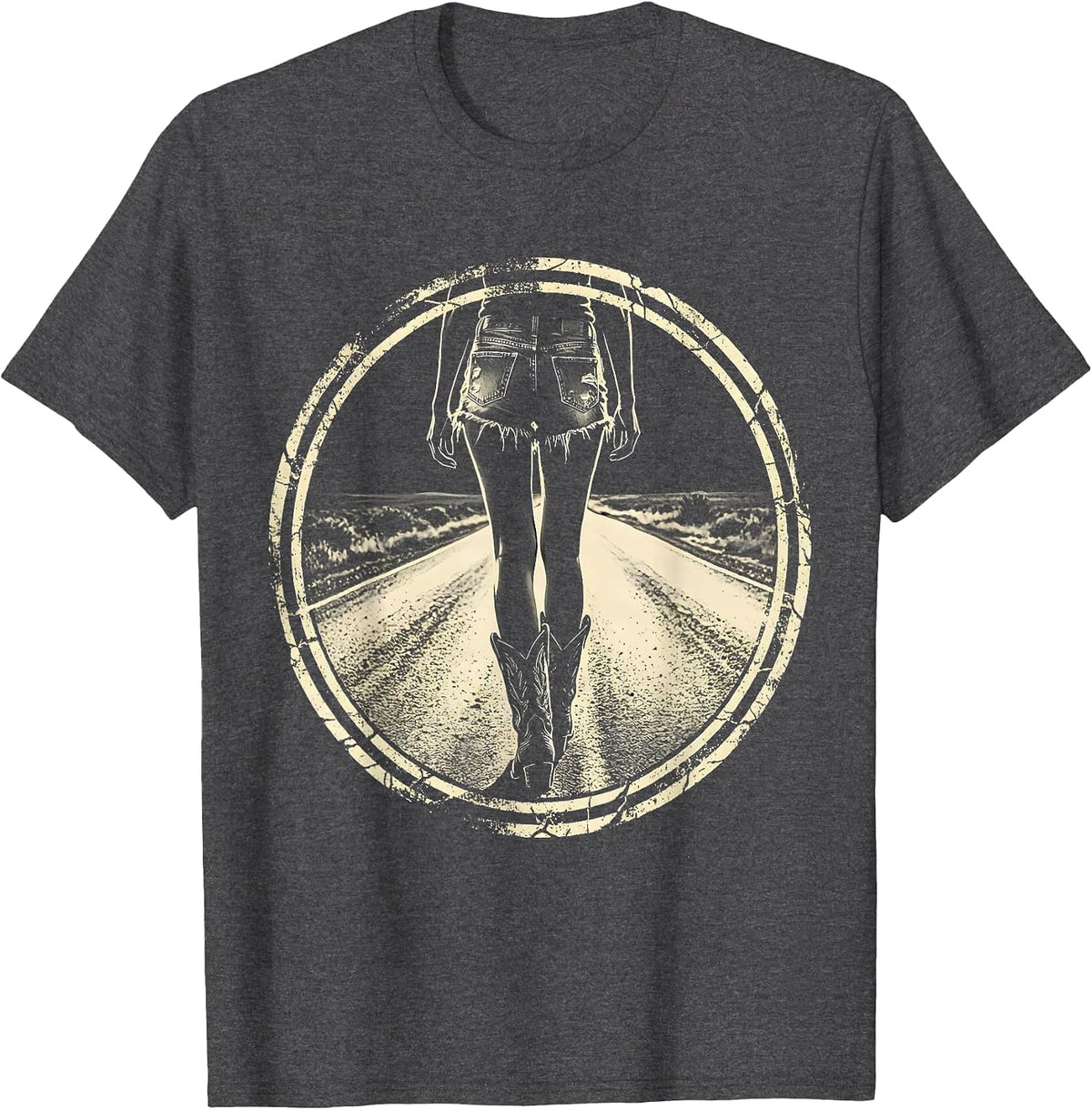 Country Girl Dirt Road Walk Graphic Design T-Shirt - Dark Heather Grey