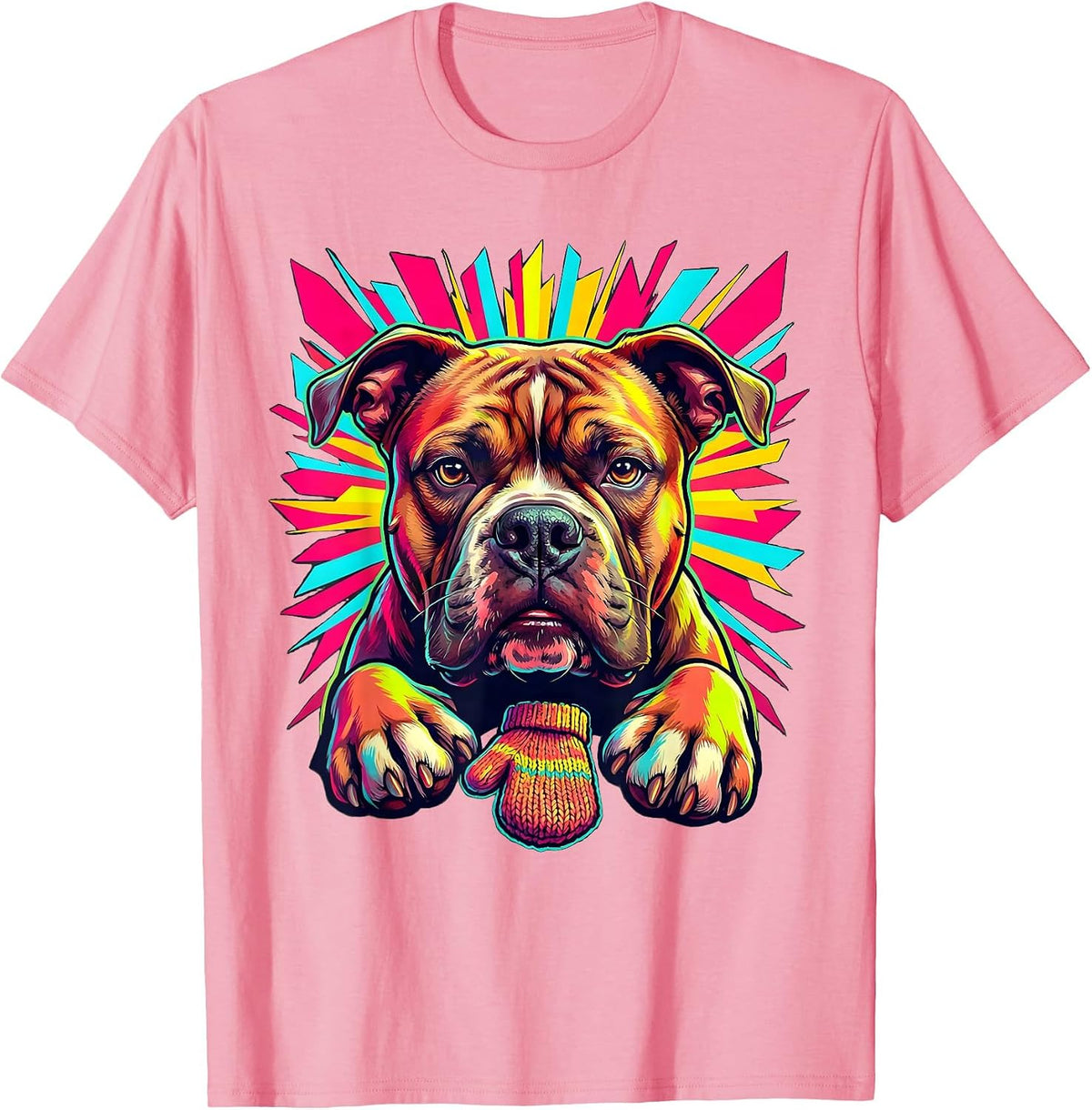 Men's Pittie Mom Colorful Pitbull Dog Lover Pride T-Shirt - Pink