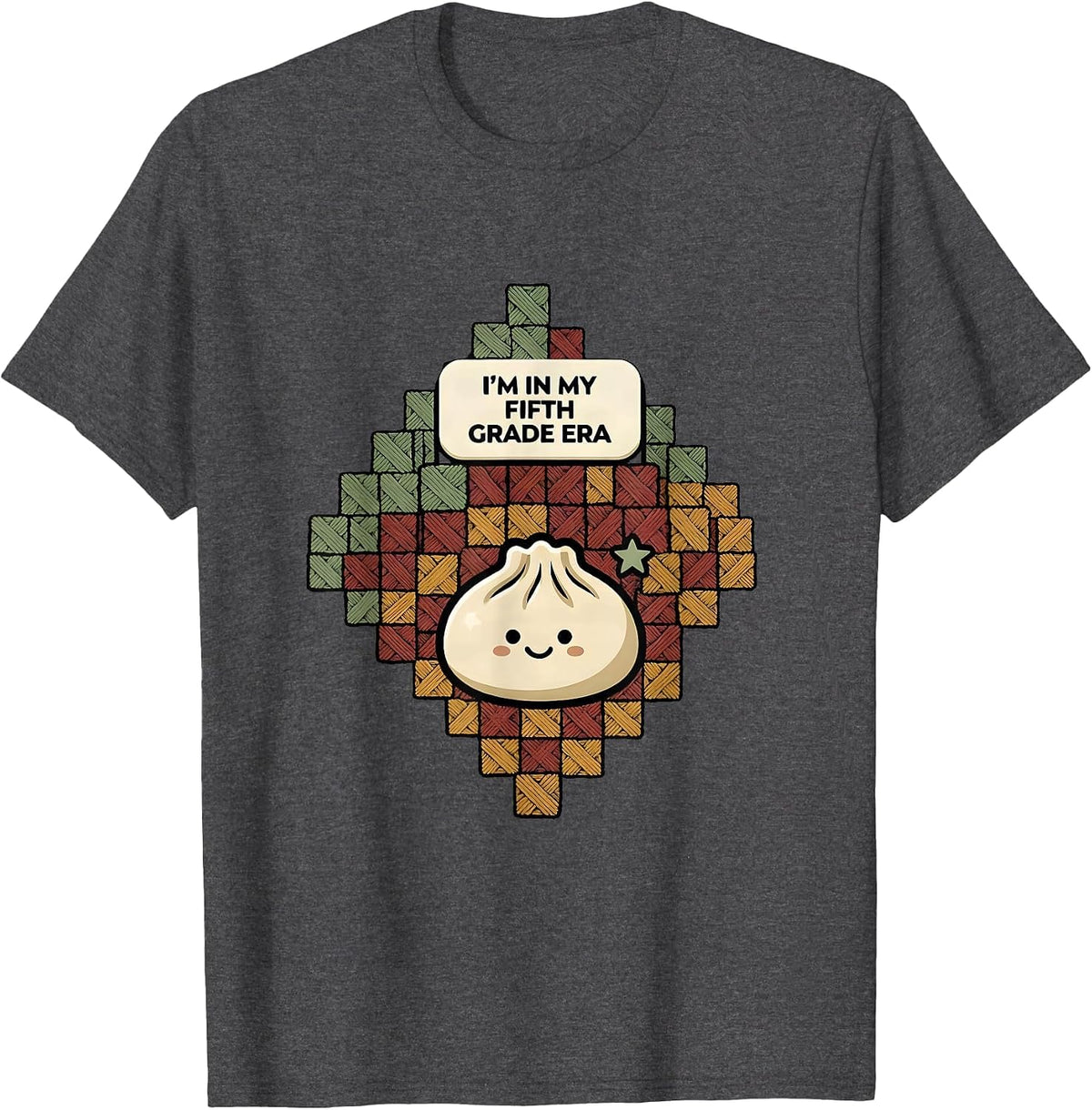 Men's I'm In My Fifth Grade Era Cute Dumpling Back to School Girl T-Shirt - Dark Heather Grey