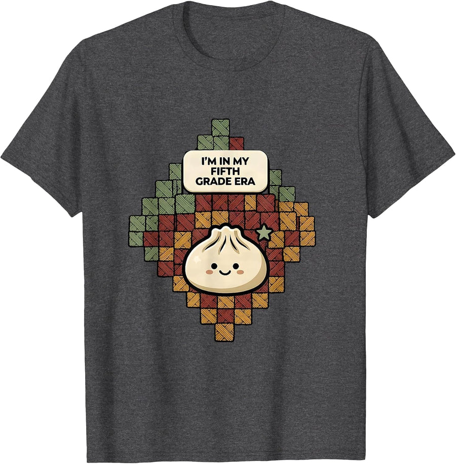 Men's I'm In My Fifth Grade Era Cute Dumpling Back to School Girl T-Shirt - Dark Heather Grey